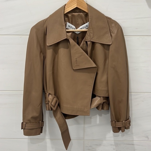 Nour Hammour | NWT SOLD OUT Hatti Leather Jacket in Sand - Size FR 34/US 2 - Picture 7 of 14